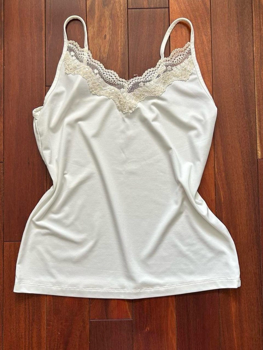 White Lace Trim Cami Tank Top